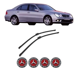 Set stergatoare auto MERCEDES-BENZ E-CLASS (W211) din 2002-2008, pentru parbriz auto, 2 bucati, Bosch Aerotwin, din cauciuc siliconat rezistent, 4 Stickere Auto MERCEDES-BENZ - Img 2