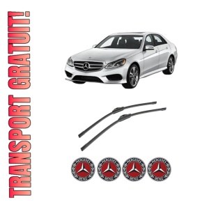 Set stergatoare auto MERCEDES-BENZ E-CLASS (W213) din 2016-2023, pentru parbriz auto, 2 bucati, Bosch Aerotwin, din cauciuc siliconat rezistent, 4 Stickere Auto MERCEDES-BENZ