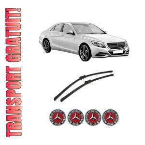 Set stergatoare auto MERCEDES-BENZ S-CLASS (W222, V222, X222) din 2013-2020, pentru parbriz auto, 2 bucati, Bosch Aerotwin, din cauciuc siliconat rezistent, 4 Stickere Auto MERCEDES-BENZ
