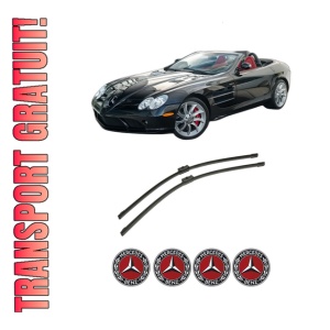 Set stergatoare auto MERCEDES-BENZ SLR Roadster (R199) din 2006-2007, pentru parbriz auto, 2 bucati, Bosch Aerotwin, din cauciuc siliconat rezistent, 4 Stickere Auto MERCEDES-BENZ