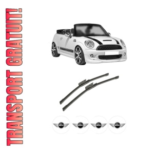 Set stergatoare auto MINI MINI Convertible (R57) din 2007-2015, pentru parbriz auto, 2 bucati, Bosch Aerotwin, din cauciuc siliconat rezistent, 4 Stickere Auto MINI