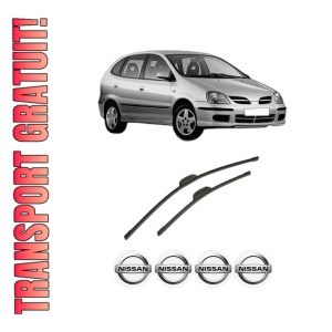 Set stergatoare auto NISSAN ALMERA TINO (V10) din 2000-2006, pentru parbriz auto, 2 bucati, Bosch Aerotwin Retrofit, din cauciuc siliconat rezistent, 4 Stickere Auto NISSAN