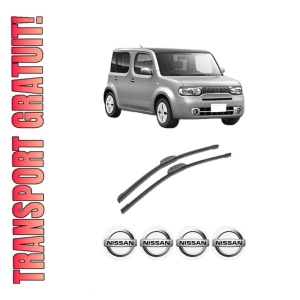 Set stergatoare auto NISSAN CUBE (Z12) din 2009-2010, pentru parbriz auto, 2 bucati, Bosch Aerotwin Retrofit, din cauciuc siliconat rezistent, 4 Stickere Auto NISSAN