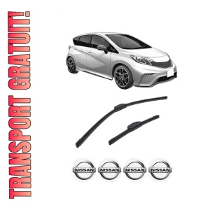 Set stergatoare auto NISSAN NOTE (E12) din 2012-2016, pentru parbriz auto, 2 bucati, Bosch Aerotwin Retrofit, din cauciuc siliconat rezistent, 4 Stickere Auto NISSAN