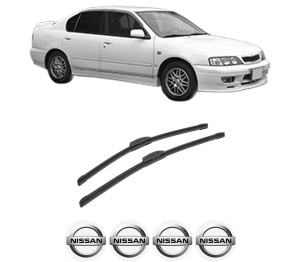 Set stergatoare auto NISSAN PRIMERA Hatchback (P11) din 1996-2002, pentru parbriz auto, 2 bucati, Bosch Aerotwin Retrofit, din cauciuc siliconat rezistent, 4 Stickere Auto NISSAN - Img 2