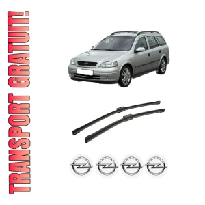 Set stergatoare auto OPEL ASTRA H Estate Van (L70) din 2004-2014, pentru parbriz auto, 2 bucati, Bosch Aerotwin, din cauciuc siliconat rezistent, 4 Stickere Auto OPEL