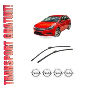 Set stergatoare auto OPEL ASTRA K (B16) din 2015-2022, pentru parbriz auto, 2 bucati, Bosch Aerotwin, din cauciuc siliconat rezistent, 4 Stickere Auto OPEL