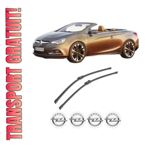 Set stergatoare auto OPEL CASCADA (W13) din 2013-2019, pentru parbriz auto, 2 bucati, Bosch Aerotwin, din cauciuc siliconat rezistent, 4 Stickere Auto OPEL