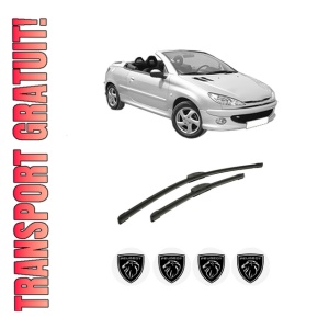 Set stergatoare auto PEUGEOT 206 CC (2D) din 2000-2007, pentru parbriz auto, 2 bucati, Bosch Aerotwin Retrofit, din cauciuc siliconat rezistent, 4 Stickere Auto PEUGEOT