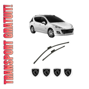 Set stergatoare auto PEUGEOT 207 SW Estate Van (WK_) din 2007-2012, pentru parbriz auto, 2 bucati, Bosch Aerotwin Multi, din cauciuc siliconat rezistent, 4 Stickere Auto PEUGEOT