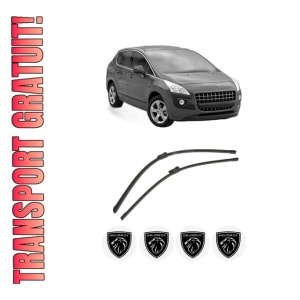 Set stergatoare auto PEUGEOT 3008 Van (0U_) din 2009-2016, pentru parbriz auto, 2 bucati, Bosch Aerotwin, din cauciuc siliconat rezistent, 4 Stickere Auto PEUGEOT