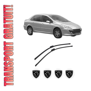 Set stergatoare auto PEUGEOT 307 Saloon din 2006-2012, pentru parbriz auto, 2 bucati, Bosch Aerotwin, din cauciuc siliconat rezistent, 4 Stickere Auto PEUGEOT