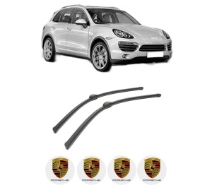 Set stergatoare auto PORSCHE CAYENNE (92A) din 2010-2018, pentru parbriz auto, 2 bucati, Bosch Aerotwin, din cauciuc siliconat rezistent, 4 Stickere Auto PORSCHE - Img 2