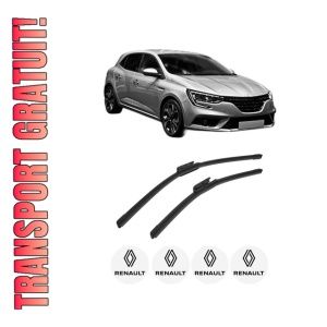 Set stergatoare auto RENAULT MEGANE IV Hatchback (B9A/M/N_) din 2015-2021, pentru parbriz auto, 2 bucati, Bosch Aerotwin, din cauciuc siliconat rezistent, 4 Stickere Auto RENAULT