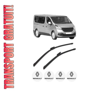 Set stergatoare auto RENAULT TRAFIC III Bus (JG_) din 2014-2021, pentru parbriz auto, 2 bucati, Bosch Aerotwin Multi, din cauciuc siliconat rezistent, 4 Stickere Auto RENAULT