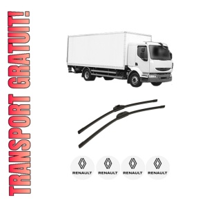 Set stergatoare auto RENAULT TRUCKS MIDLUM din 2000-2009, pentru parbriz auto, 2 bucati, Bosch Aerotwin Retro Truck, din cauciuc siliconat rezistent, 4 Stickere Auto RENAULT TRUCKS