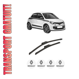Set stergatoare auto RENAULT TWINGO III (BCM_, BCA_) din 2014-2020, pentru parbriz auto, 2 bucati, Bosch Aerotwin, din cauciuc siliconat rezistent, 4 Stickere Auto RENAULT