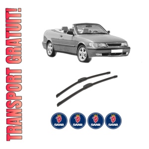 Set stergatoare auto SAAB 9-3 Cabriolet (YS3D) din 1998-2003, pentru parbriz auto, 2 bucati, Bosch Aerotwin Retrofit, din cauciuc siliconat rezistent, 4 Stickere Auto SAAB