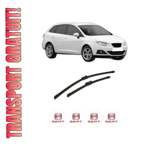 Set stergatoare auto SEAT IBIZA IV ST (6J8, 6P8) din 2010-2016, pentru parbriz auto, 2 bucati, Bosch Aerotwin, din cauciuc siliconat rezistent, 4 Stickere Auto SEAT