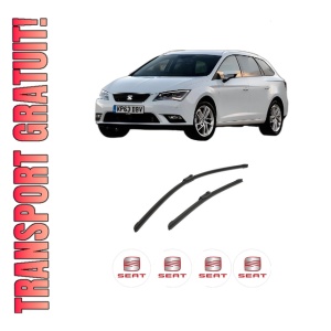 Set stergatoare auto SEAT LEON ST Estate Van (5F8) din 2014-2020, pentru parbriz auto, 2 bucati, Bosch Aerotwin, din cauciuc siliconat rezistent, 4 Stickere Auto SEAT