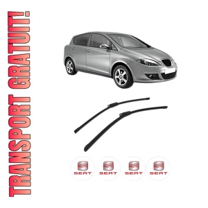 Set stergatoare auto SEAT TOLEDO III (5P2) din 2004-2009, pentru parbriz auto, 2 bucati, Bosch Aerotwin, din cauciuc siliconat rezistent, 4 Stickere Auto SEAT
