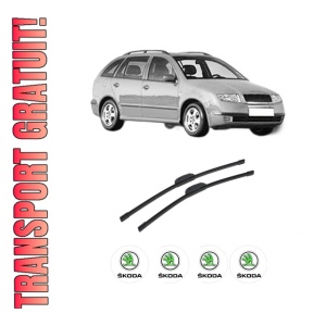 Set stergatoare auto SKODA FABIA I Combi (6Y5) din 2000-2007, pentru parbriz auto, 2 bucati, Bosch Aerotwin Retrofit, din cauciuc siliconat rezistent, 4 Stickere Auto SKODA