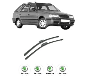 Set stergatoare auto SKODA FELICIA II Estate (6U5) din 1996-2001, pentru parbriz auto, 2 bucati, Bosch Aerotwin Retrofit, din cauciuc siliconat rezistent, 4 Stickere Auto SKODA - Img 2
