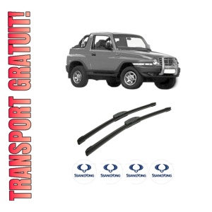 Set stergatoare auto SSANGYONG KORANDO Cabrio (KJ) din 1997-2006, pentru parbriz auto, 2 bucati, Bosch Aerotwin Retrofit, din cauciuc siliconat rezistent, 4 Stickere Auto SSANGYONG