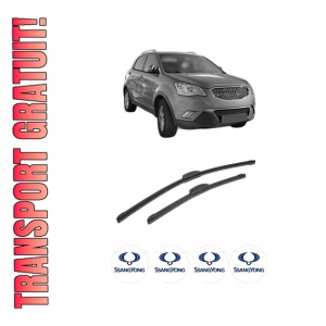 Set stergatoare auto SSANGYONG KORANDO VAN din 2015, pentru parbriz auto, 2 bucati, Bosch Aerotwin Retrofit, din cauciuc siliconat rezistent, 4 Stickere Auto SSANGYONG