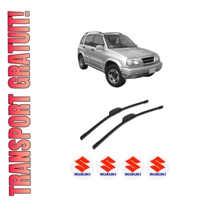 Set stergatoare auto SUZUKI GRAND VITARA I Open Off-Road Vehicle (GT) din 1998-2003, pentru parbriz auto, 2 bucati, Bosch Aerotwin Retrofit, din cauciuc siliconat rezistent, 4 Stickere Auto SUZUKI