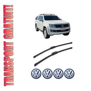 Set stergatoare auto Volkswagen AMAROK Platform/Chassis (S1B, S6B, S7B) din 2011-2022, pentru parbriz auto, 2 bucati, Bosch Aerotwin Retrofit, din cauciuc siliconat rezistent, 4 Stickere Auto Volkswagen