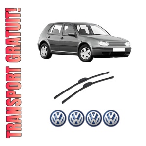 Set stergatoare auto Volkswagen GOLF IV (1J1) din 1997-2005, pentru parbriz auto, 2 bucati, Bosch Aerotwin Retrofit, din cauciuc siliconat rezistent, 4 Stickere Auto Volkswagen