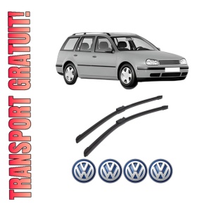 Set stergatoare auto Volkswagen GOLF IV Variant (1J5) din 1999-2006, pentru parbriz auto, 2 bucati, Bosch Aerotwin, din cauciuc siliconat rezistent, 4 Stickere Auto Volkswagen