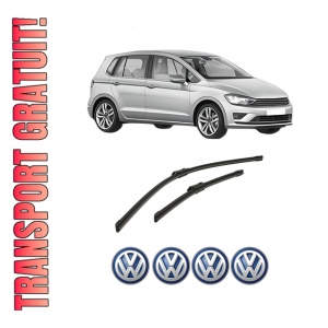 Set stergatoare auto Volkswagen GOLF SPORTSVAN VII (AM1, AN1) din 2014-2020, pentru parbriz auto, 2 bucati, Bosch Aerotwin, din cauciuc siliconat rezistent, 4 Stickere Auto Volkswagen
