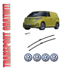 Set stergatoare auto Volkswagen ID. Buzz Bus (EBB, EBJ) din 2022-2024, pentru parbriz auto, 2 bucati, Bosch Aerotwin, din cauciuc siliconat rezistent, 4 Stickere Auto Volkswagen