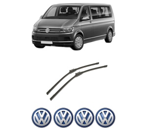 Set stergatoare auto Volkswagen MULTIVAN T6 (SGF, SGM, SGN, SHM, SHN) din 2015-2024, pentru parbriz auto, 2 bucati, Bosch Aerotwin, din cauciuc siliconat rezistent, 4 Stickere Auto Volkswagen - Img 2