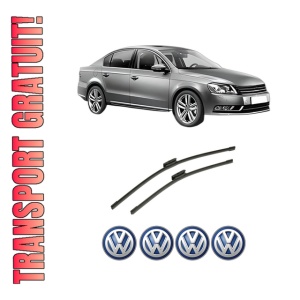 Set stergatoare auto Volkswagen PASSAT B7 (362) din 2010-2014, pentru parbriz auto, 2 bucati, Bosch Aerotwin Multi, din cauciuc siliconat rezistent, 4 Stickere Auto Volkswagen