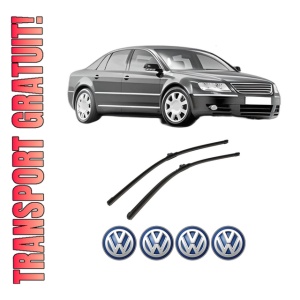 Set stergatoare auto Volkswagen PHAETON (3D1, 3D2, 3D3, 3D4, 3D6, 3D7, 3D8, 3D9) din 2002-2016, pentru parbriz auto, 2 bucati, Bosch Aerotwin, din cauciuc siliconat rezistent, 4 Stickere Auto Volkswagen
