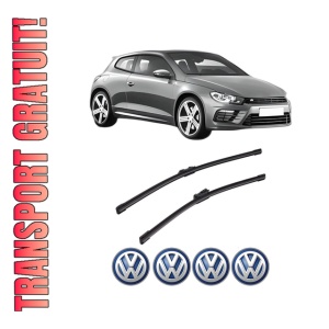 Set stergatoare auto Volkswagen SCIROCCO III (137, 138) din 2008-2017, pentru parbriz auto, 2 bucati, Bosch Aerotwin, din cauciuc siliconat rezistent, 4 Stickere Auto Volkswagen