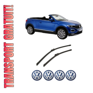Set stergatoare auto Volkswagen T-ROC Convertible (AC7, AC8) din 2019-2020, pentru parbriz auto, 2 bucati, Bosch Aerotwin, din cauciuc siliconat rezistent, 4 Stickere Auto Volkswagen