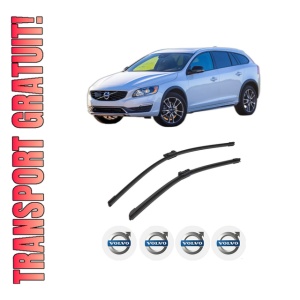 Set stergatoare auto VOLVO V60 I Cross Country (157) din 2015-2018, pentru parbriz auto, 2 bucati, Bosch Aerotwin, din cauciuc siliconat rezistent, 4 Stickere Auto VOLVO