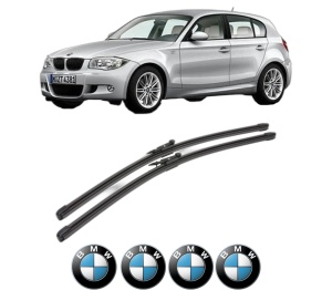 Set stergatoare BMW Seria 1 (E87) din 2004-2011, pentru parbriz auto, 2 bucati, Valeo Silencio Xtrm, din cauciuc siliconat rezistent, 4 Stickere Auto BMW Seria v40152