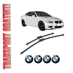 Set stergatoare BMW Seria 3 Coupe (E92) din 2006-2013, pentru parbriz auto, 2 bucati, Bosch Aerotwin, din cauciuc siliconat rezistent, 4 Stickere Auto BMW Seria