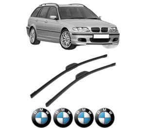 Set stergatoare BMW Seria 3 Touring (E46) din 1999-2003, pentru parbriz auto, 2 bucati, Bosch Aerotwin Retrofit, din cauciuc siliconat rezistent, 4 Stickere Auto BMW Seria v47307