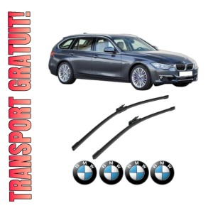 Set stergatoare BMW Seria 3 Touring Van (F31) din 2012-2019, pentru parbriz auto, 2 bucati, Bosch Aerotwin, din cauciuc siliconat rezistent, 4 Stickere Auto BMW Seria