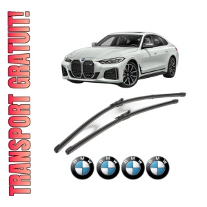 Set stergatoare BMW Seria i4 (G26) din 2021-2024, pentru parbriz auto, 2 bucati, Valeo Silencio Xtrm, din cauciuc siliconat rezistent, 4 Stickere Auto BMW Seria