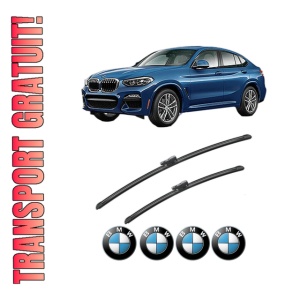 Set stergatoare BMW Seria X4 (G02, F98) din 2018-2021, pentru parbriz auto, 2 bucati, Bosch Aerotwin, din cauciuc siliconat rezistent, 4 Stickere Auto BMW Seria