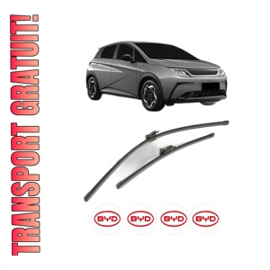 Set stergatoare BYD DOLPHIN din 2021-2023, pentru parbriz auto, 2 bucati, Valeo Silencio Xtrm, din cauciuc siliconat rezistent, 4 Stickere Auto BYD