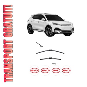 Set stergatoare BYD YUAN PLUS din 2022, pentru parbriz auto, 2 bucati, Valeo Silencio, din cauciuc siliconat rezistent, 4 Stickere Auto BYD