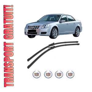 Set stergatoare CADILLAC BLS din 2006-2010, pentru parbriz auto, 2 bucati, Valeo Silencio Xtrm, din cauciuc siliconat rezistent, 4 Stickere Auto CADILLAC